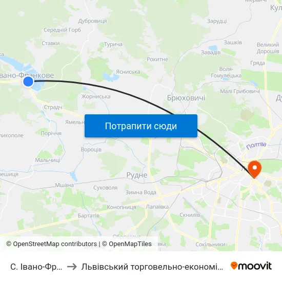 С. Івано-Франкове to Львівський торговельно-економічний університет map