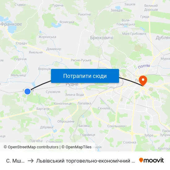 С. Мшана to Львівський торговельно-економічний університет map