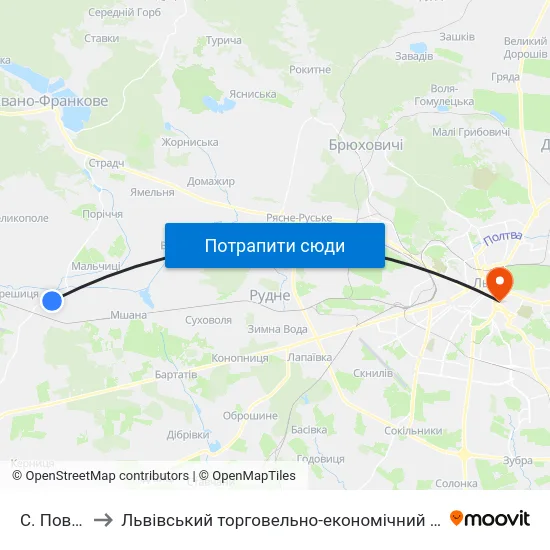 С. Повітно to Львівський торговельно-економічний університет map