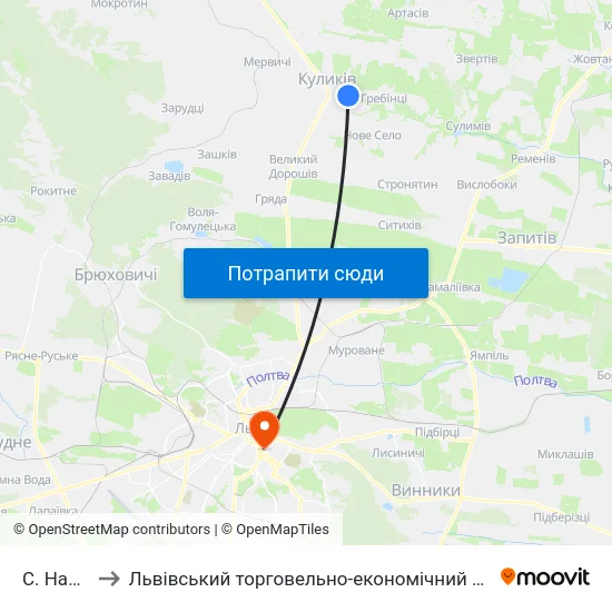С. Надичі to Львівський торговельно-економічний університет map