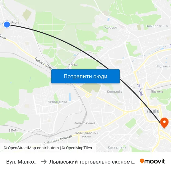 Вул. Малковицька to Львівський торговельно-економічний університет map