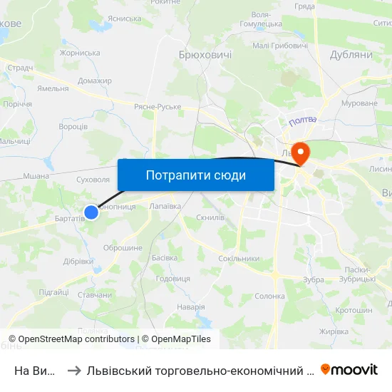На Вимогу to Львівський торговельно-економічний університет map