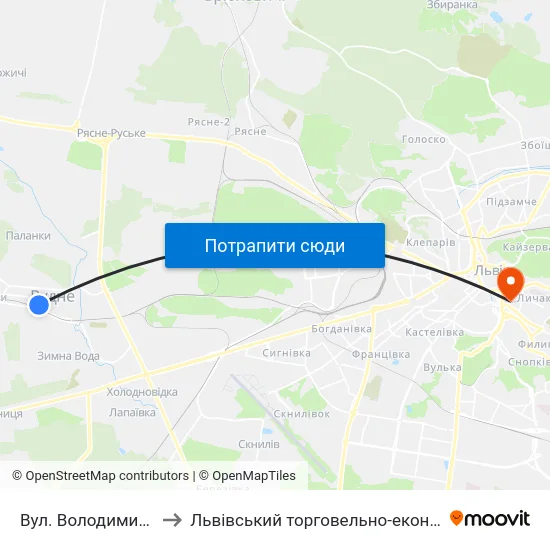 Вул. Володимира Великого to Львівський торговельно-економічний університет map