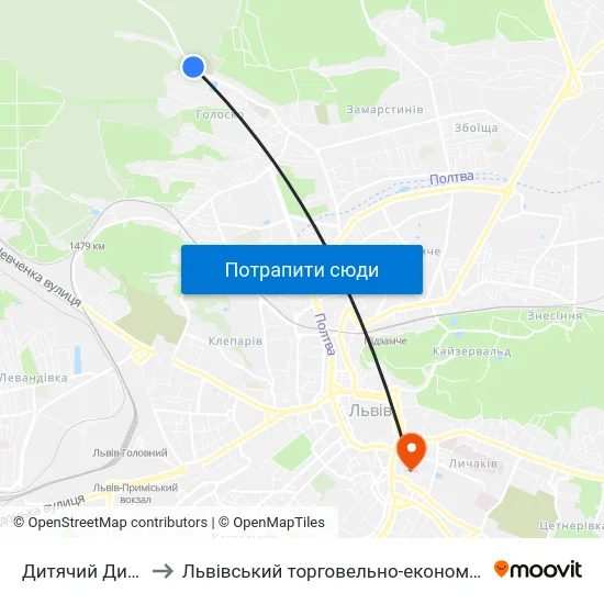 Дитячий Диспансер to Львівський торговельно-економічний університет map