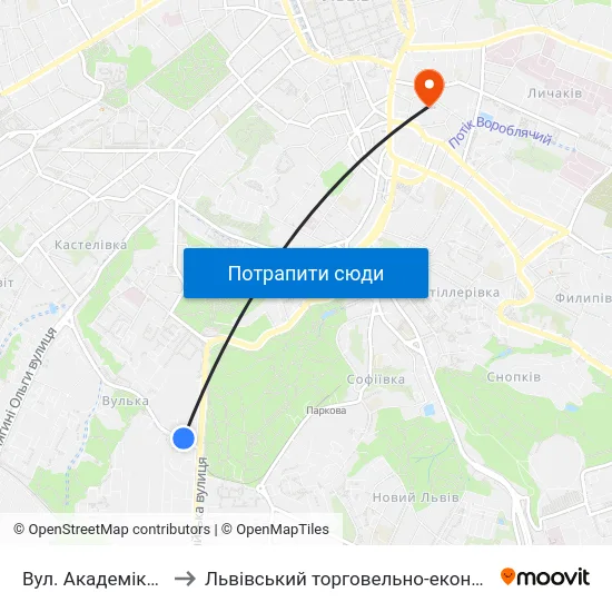 Вул. Академіка Сахарова to Львівський торговельно-економічний університет map