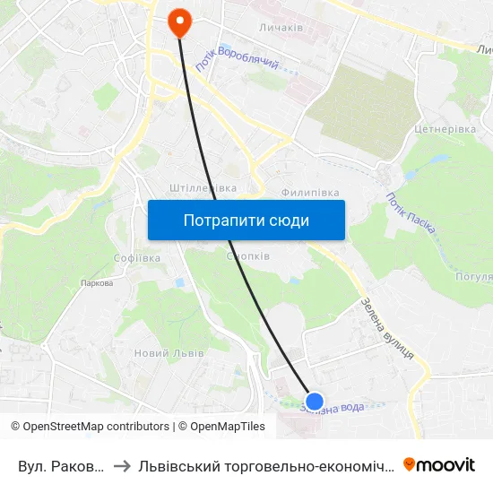Вул. Раковського to Львівський торговельно-економічний університет map