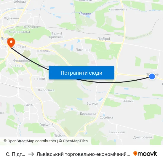 С. Підгірне to Львівський торговельно-економічний університет map