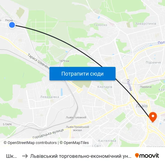 Школа to Львівський торговельно-економічний університет map