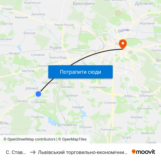 С. Ставчани to Львівський торговельно-економічний університет map