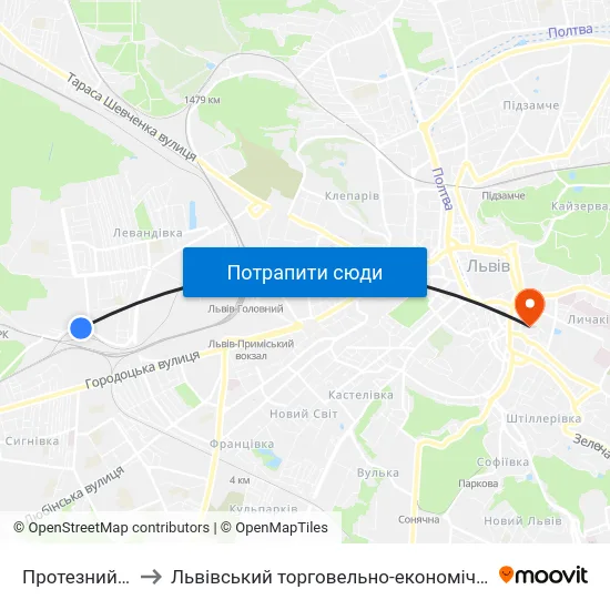 Протезний Завод to Львівський торговельно-економічний університет map