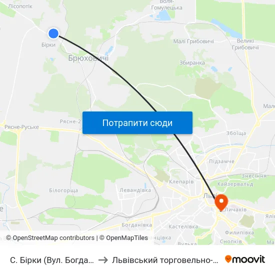 С. Бірки (Вул. Богдана Хмельницького) to Львівський торговельно-економічний університет map