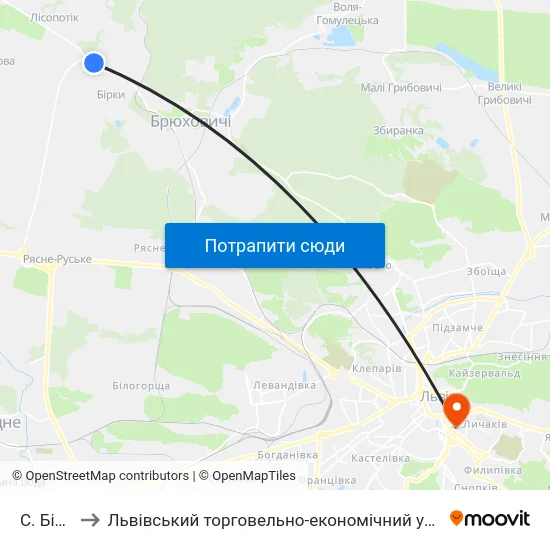 С. Бірки to Львівський торговельно-економічний університет map