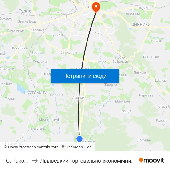 С. Раковець to Львівський торговельно-економічний університет map