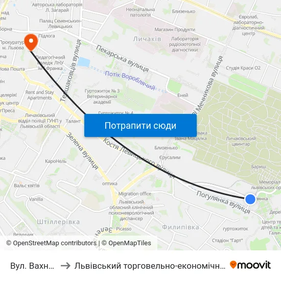 Вул. Вахнянина to Львівський торговельно-економічний університет map