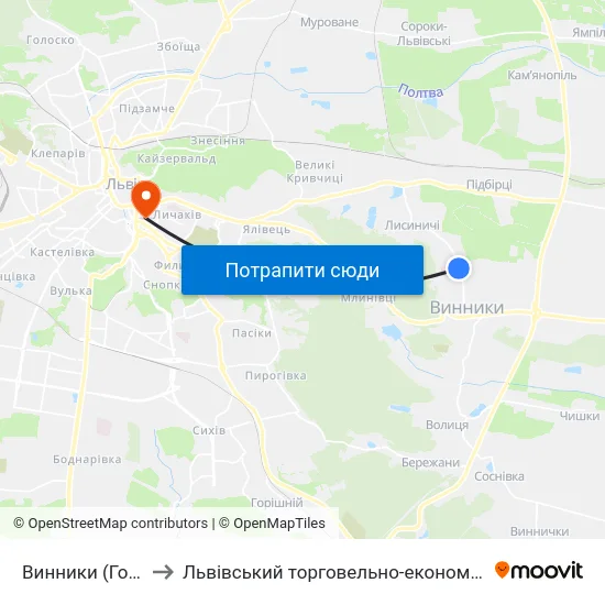 Винники (Госпіталь) to Львівський торговельно-економічний університет map