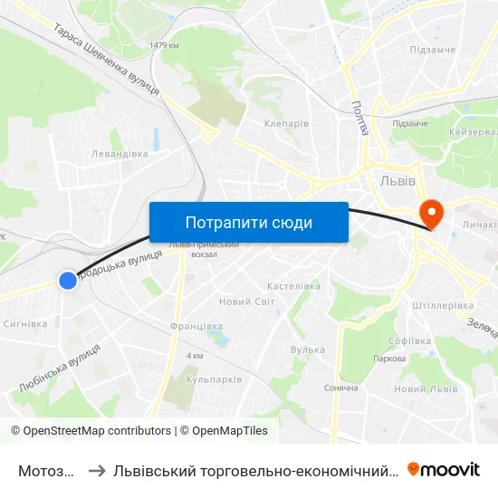 Мотозавод to Львівський торговельно-економічний університет map