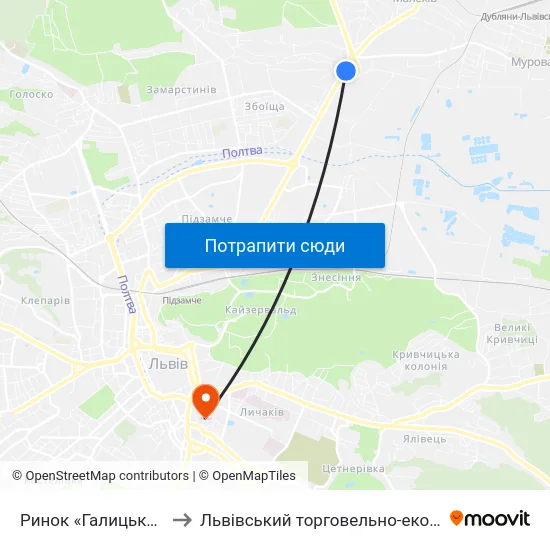 Ринок «Галицьке Перехрестя» to Львівський торговельно-економічний університет map