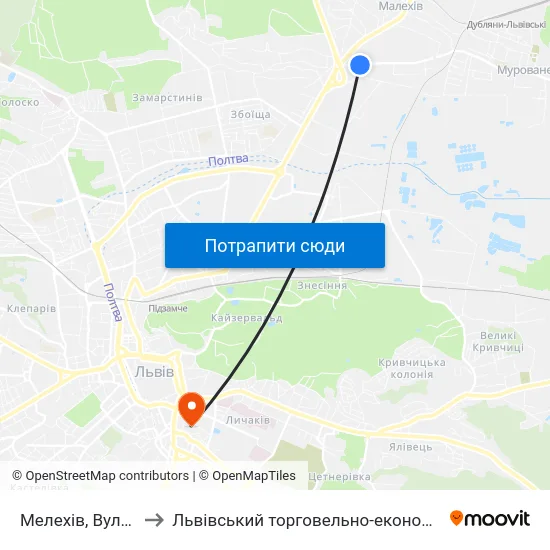 Мелехів, Вулиця Нова to Львівський торговельно-економічний університет map