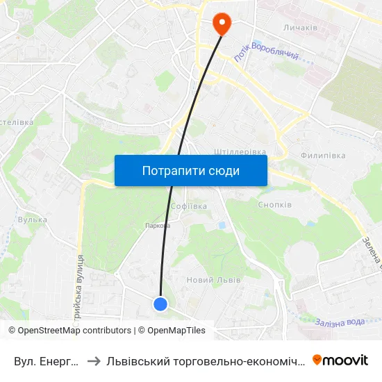 Вул. Енергетична to Львівський торговельно-економічний університет map