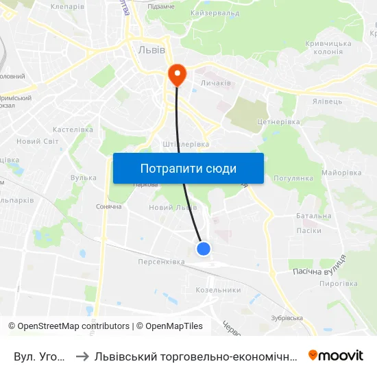 Вул. Угорська to Львівський торговельно-економічний університет map