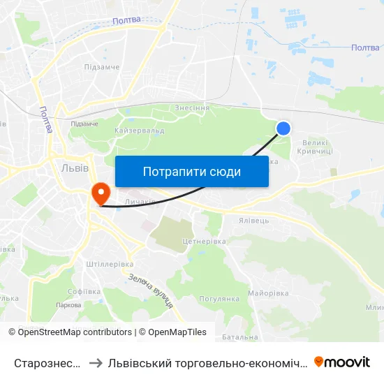 Старознесенська to Львівський торговельно-економічний університет map