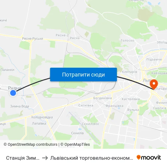 Станція Зимна Вода to Львівський торговельно-економічний університет map