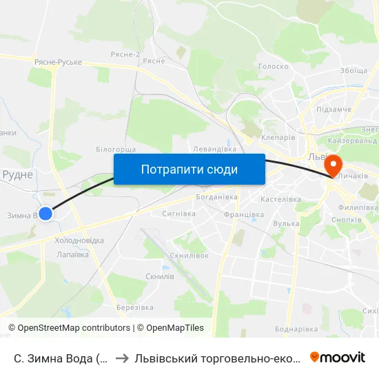 С. Зимна Вода (Вул. Західна) to Львівський торговельно-економічний університет map
