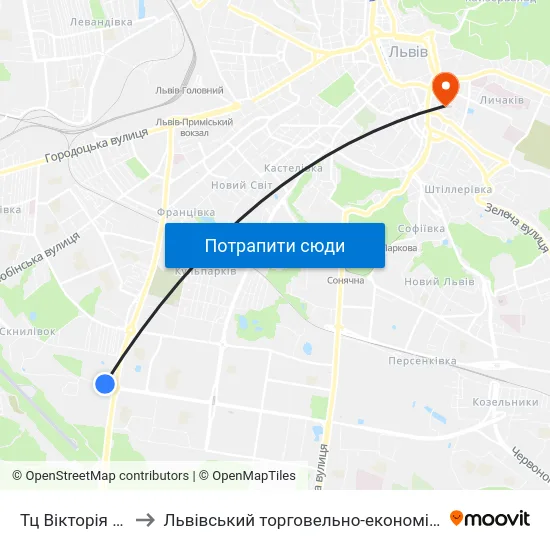 Тц Вікторія Гарденс to Львівський торговельно-економічний університет map
