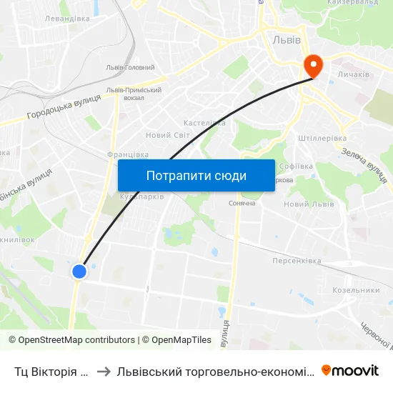 Тц Вікторія Гарденс to Львівський торговельно-економічний університет map
