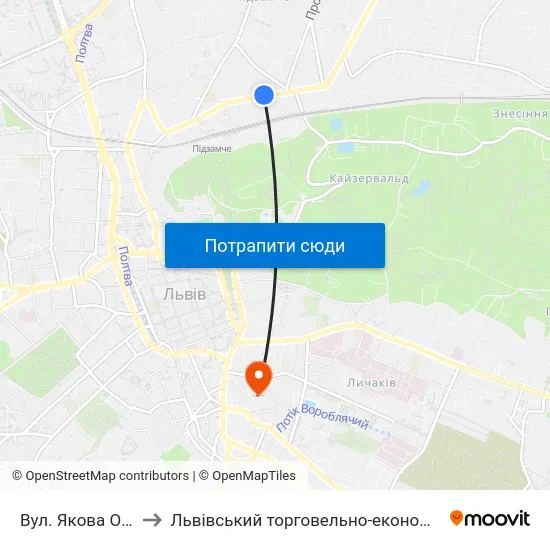 Вул. Якова Остряниці to Львівський торговельно-економічний університет map