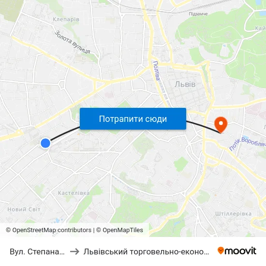 Вул. Степана Бандери to Львівський торговельно-економічний університет map