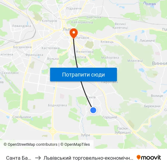 Санта Барбара to Львівський торговельно-економічний університет map