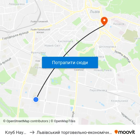 Клуб Науковий to Львівський торговельно-економічний університет map