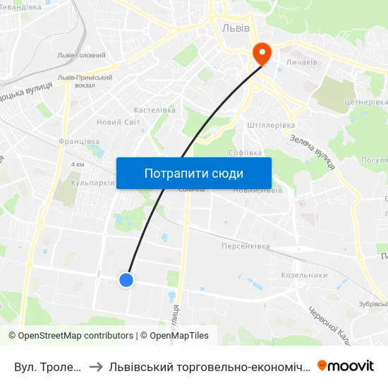 Вул. Тролейбусна to Львівський торговельно-економічний університет map