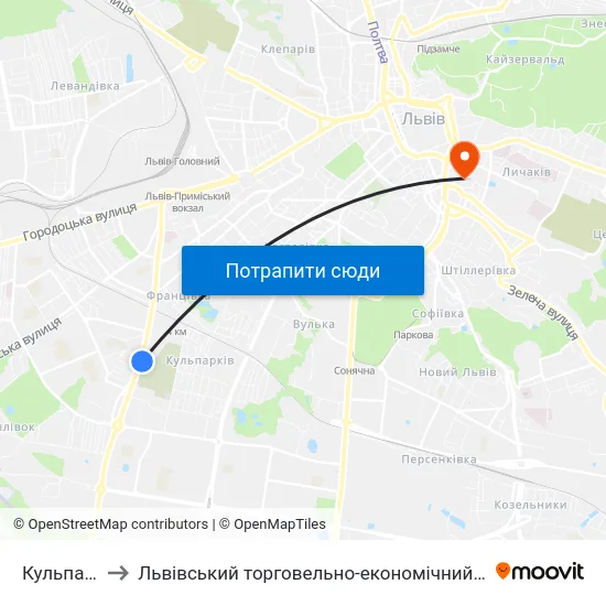 Кульпарків to Львівський торговельно-економічний університет map