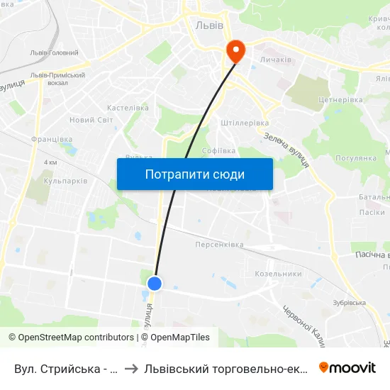 Вул. Стрийська - Вул. Хуторівка to Львівський торговельно-економічний університет map