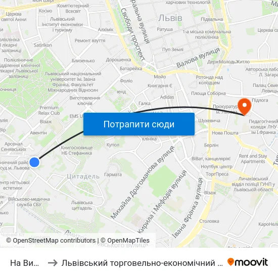 На Вимогу to Львівський торговельно-економічний університет map