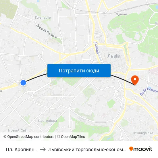 Пл. Кропивницького to Львівський торговельно-економічний університет map