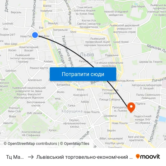 Тц Магнус to Львівський торговельно-економічний університет map
