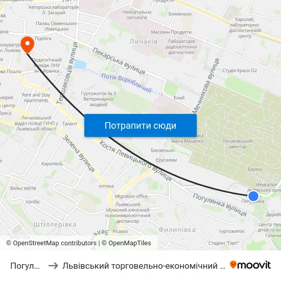 Погулянка to Львівський торговельно-економічний університет map
