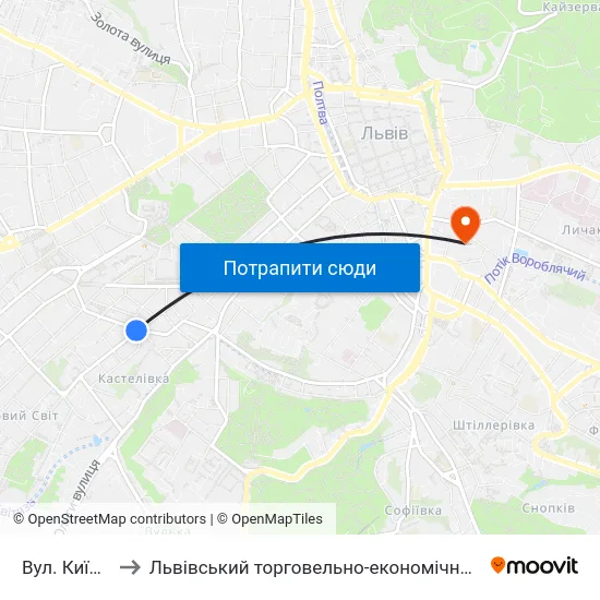Вул. Київська to Львівський торговельно-економічний університет map