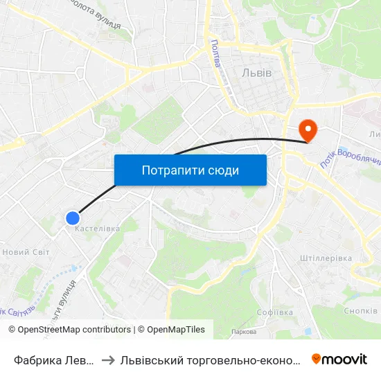 Фабрика Левинського to Львівський торговельно-економічний університет map