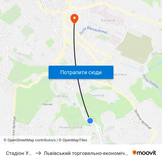 Стадіон Україна to Львівський торговельно-економічний університет map