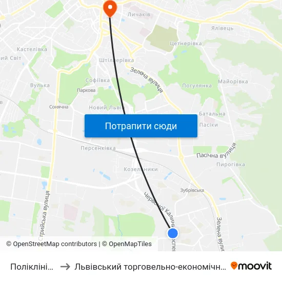 Поліклініка №4 to Львівський торговельно-економічний університет map