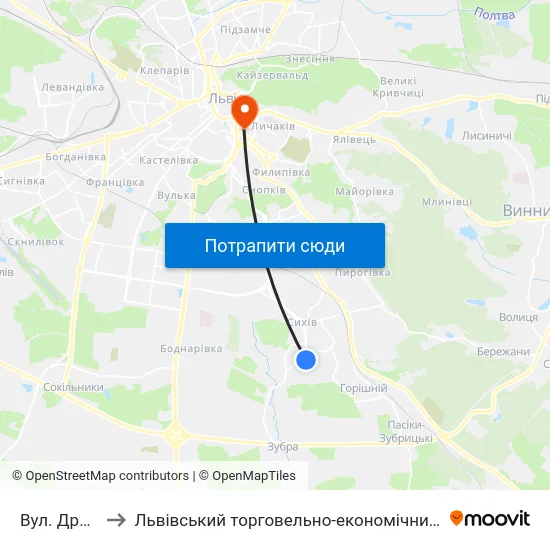Вул. Драгана to Львівський торговельно-економічний університет map