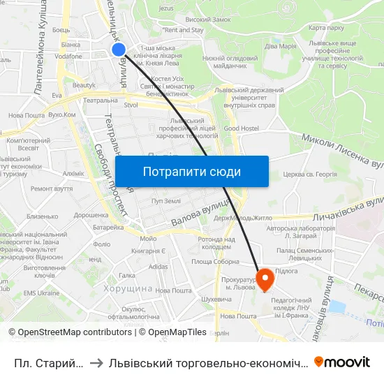 Пл. Старий Ринок to Львівський торговельно-економічний університет map