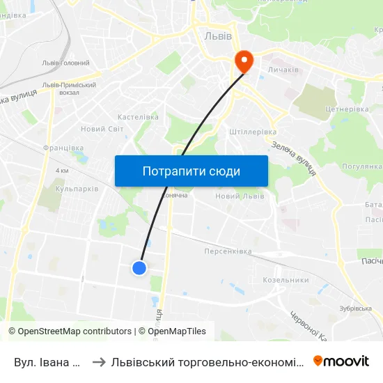 Вул. Івана Рубчака to Львівський торговельно-економічний університет map