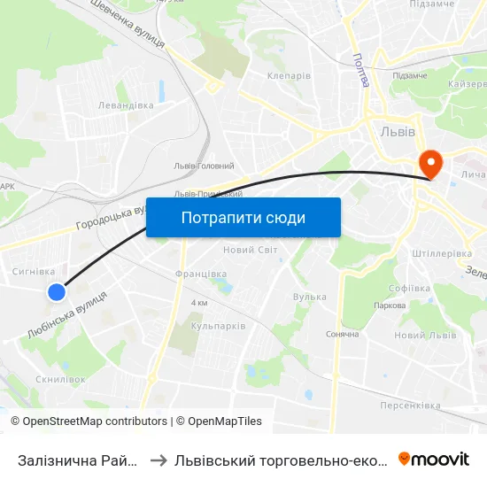 Залізнична Райадміністрація to Львівський торговельно-економічний університет map