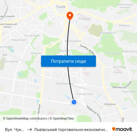 Вул. Чукаріна to Львівський торговельно-економічний університет map
