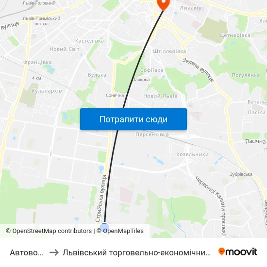 Автовокзал to Львівський торговельно-економічний університет map